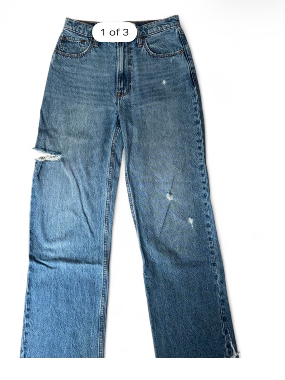 Abercrombie & Fitch Men's Blue Relaxed Distressed Jeans